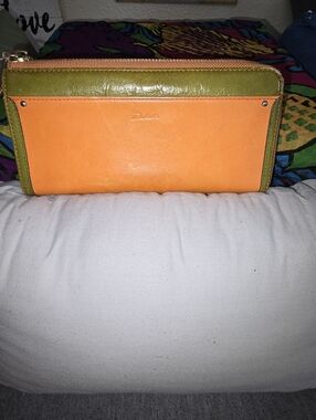 Orange and Olive Green Zip Wallet By Dakota